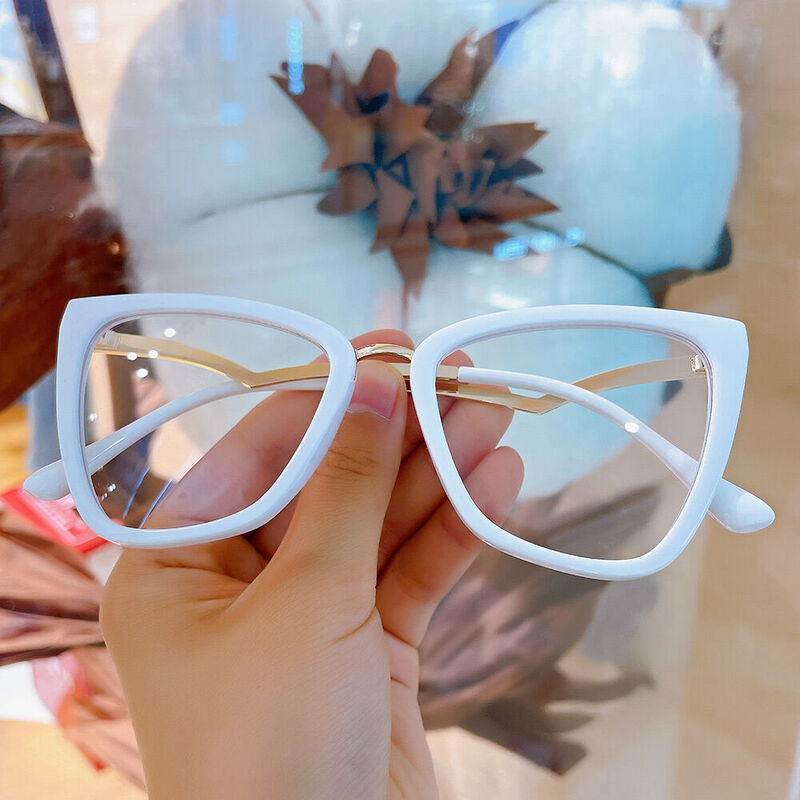 Luccy Cat Eye White Glasses