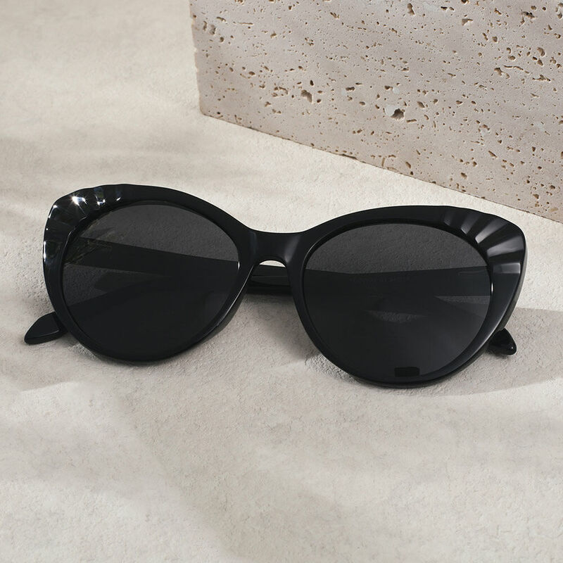 Kattie Cat Eye Black Sunglasses