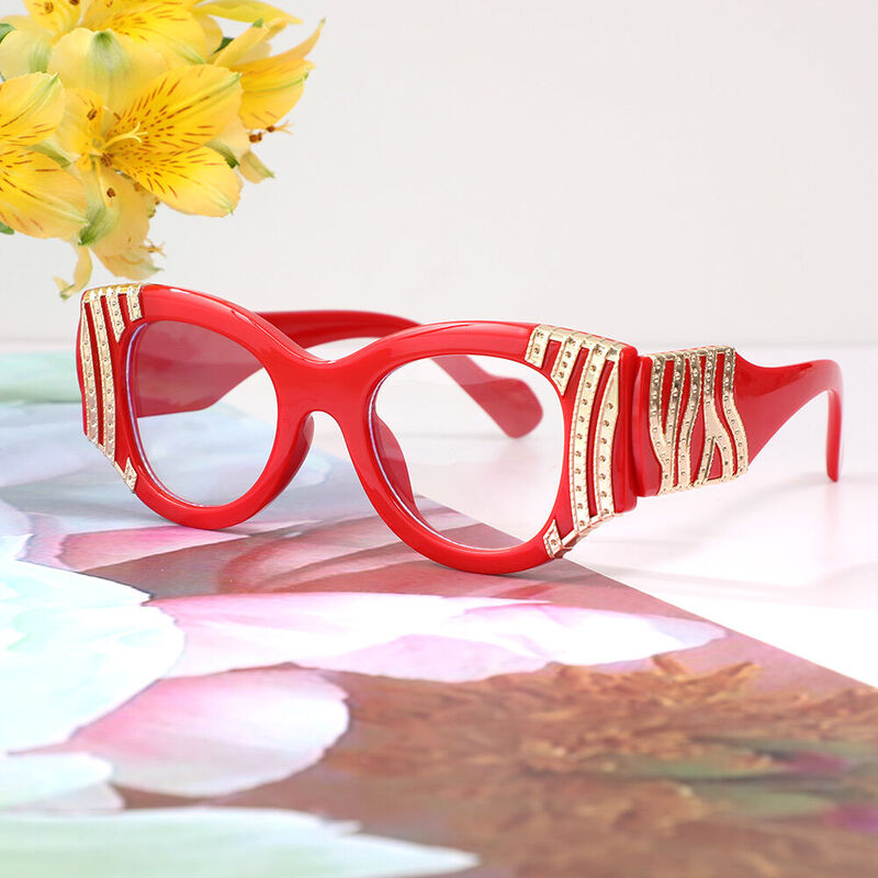 Gilks Oval Red Glasses