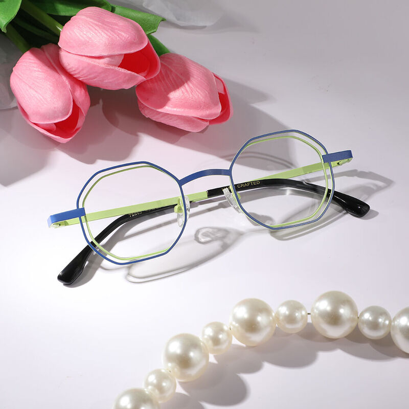 Mage Geometric Green Glasses