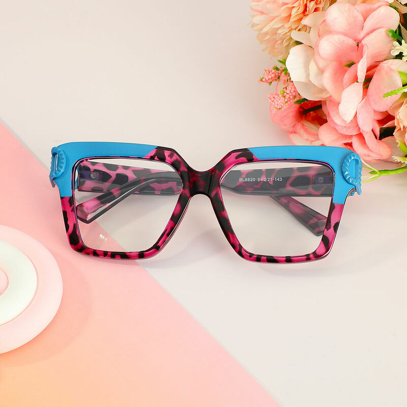 Jonath Square Pink Leopard Glasses