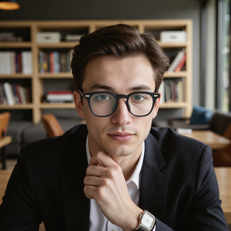 Kenneth Square Black Glasses