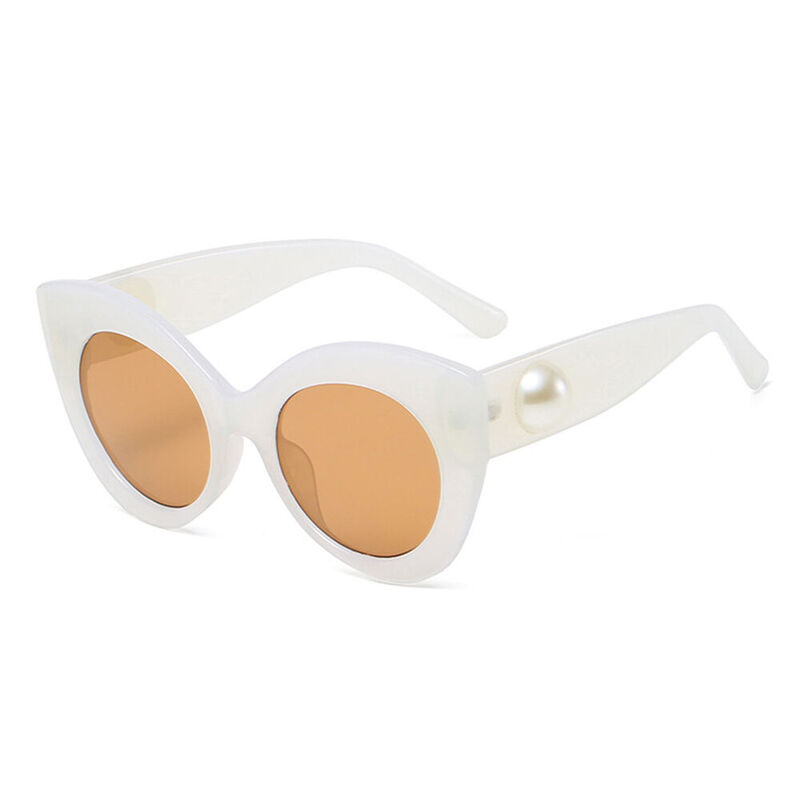 Calico Cat Eye White Sunglasses