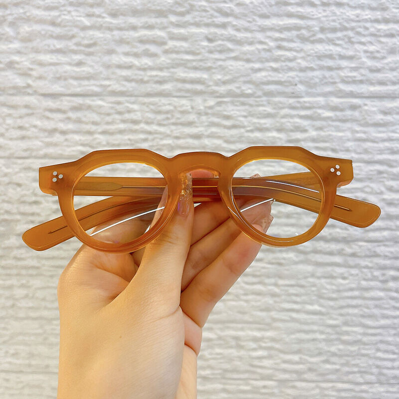 Cedrica Round Orange Glasses