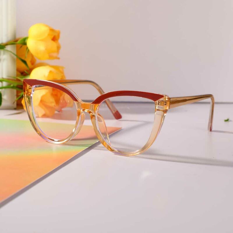 Wesley Cat Eye Yellow Glasses