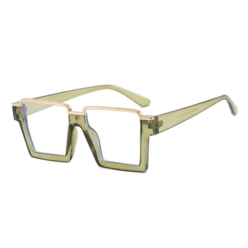 Une Square Green Glasses