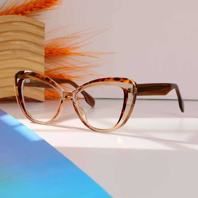 Rockefelle Cat Eye Brown Glasses