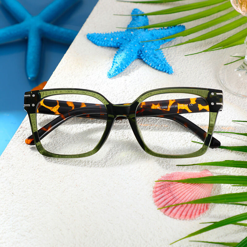 Sharon Quadratische Grüne Brille