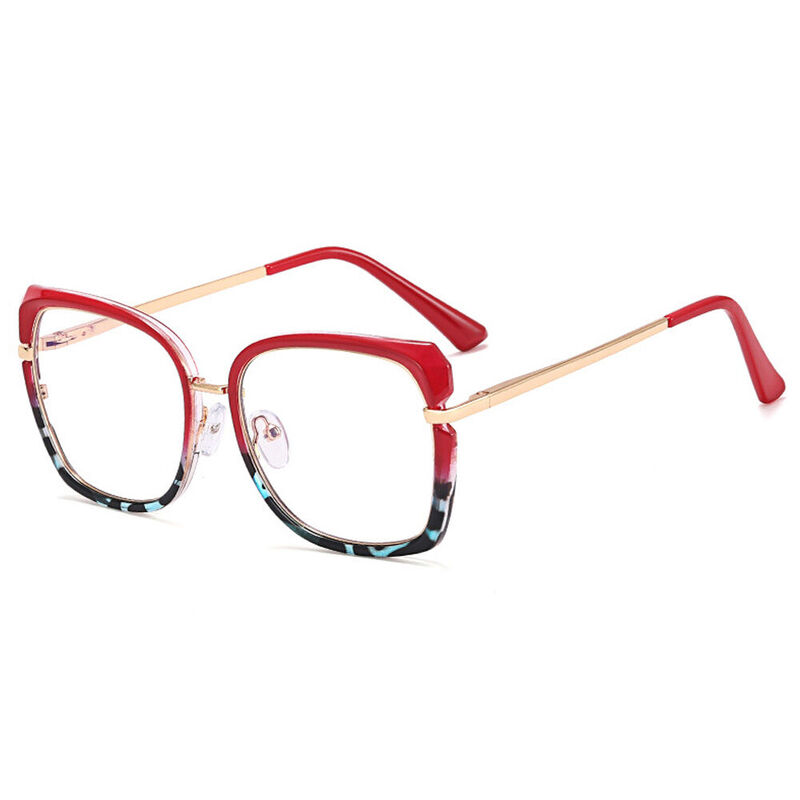 Alvira Square Red Glasses