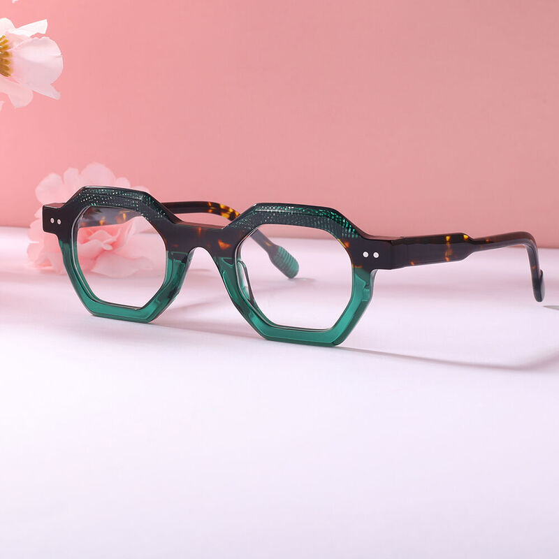 Rodney Geometric Green Glasses