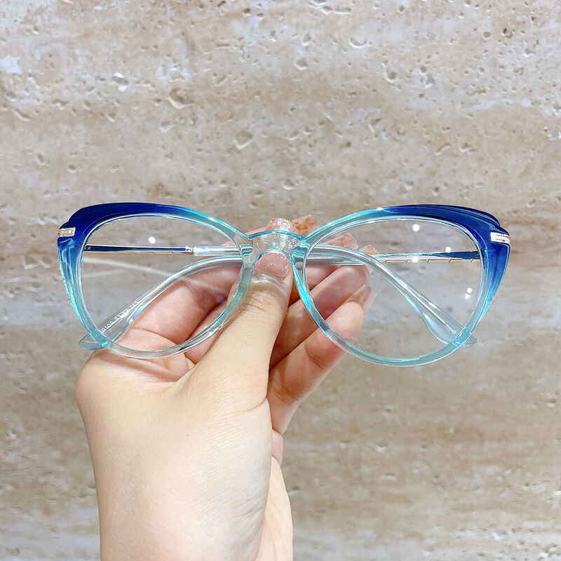 Aareen Cat Eye Blue Glasses