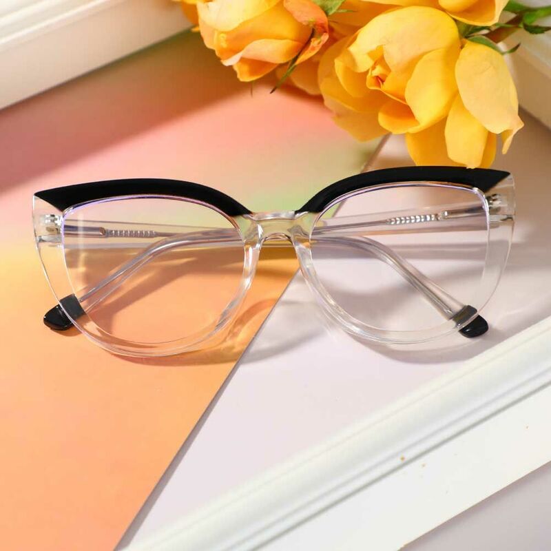 Wesley Cat Eye Black Clear Glasses