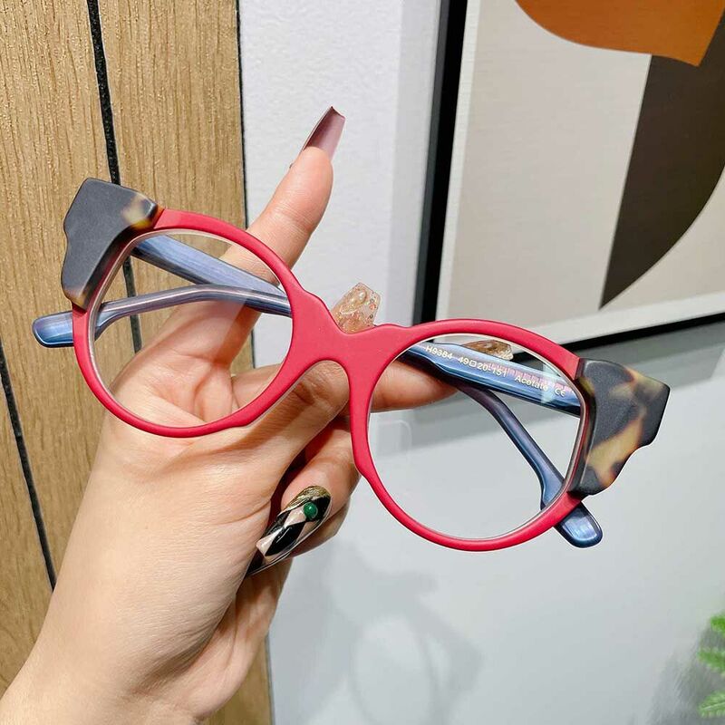 Lunettes de Vue Marrone Cat Eye Rouge