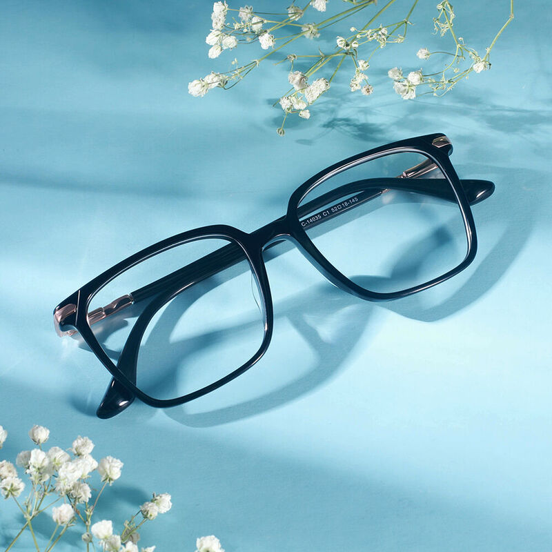 Confession Quadratische Schwarze Brille