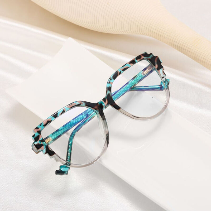 Anabel Oval Green Leopard Glasses