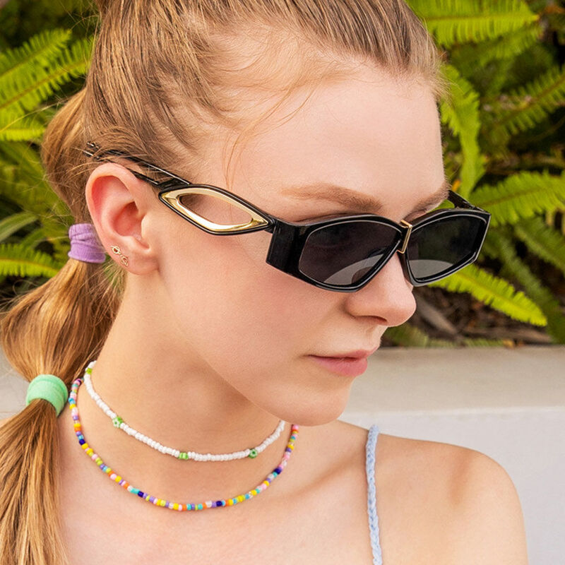 Laurel Geometric Black Sunglasses