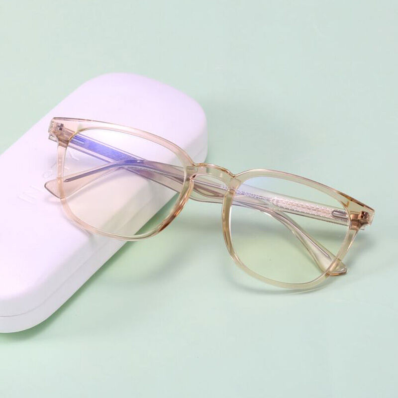 Abena Rectangle Pink Clear Glasses