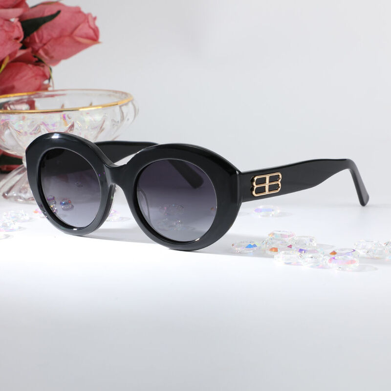 Sylvia Cat Eye Black Sunglasses