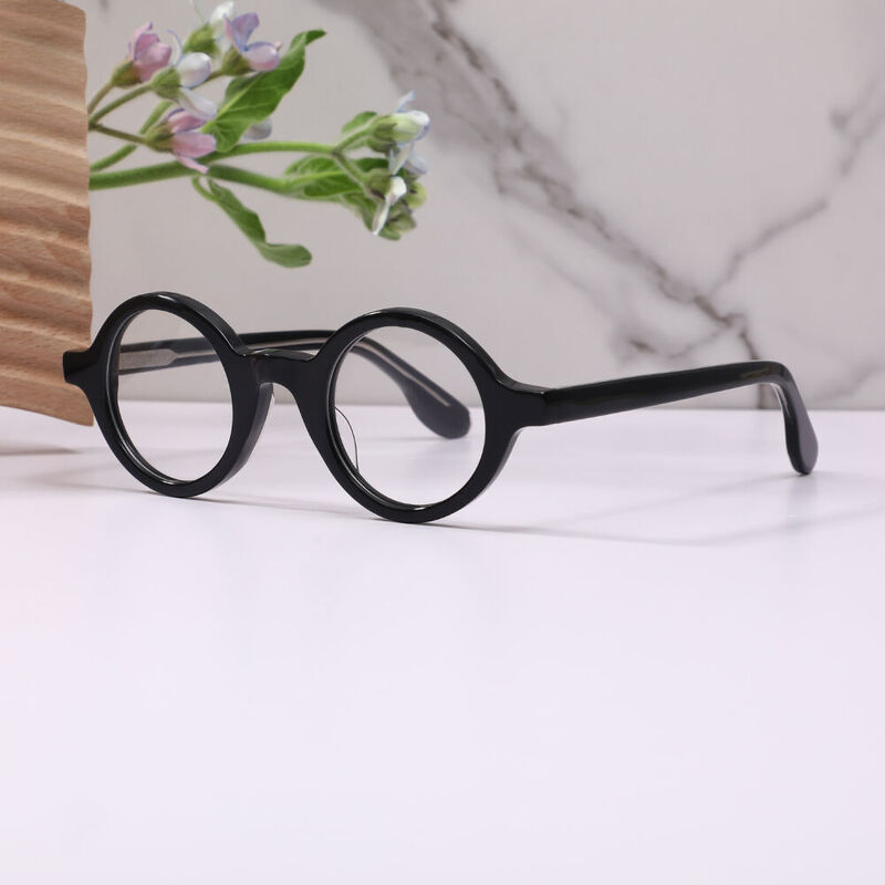 Aldric Round Black Glasses