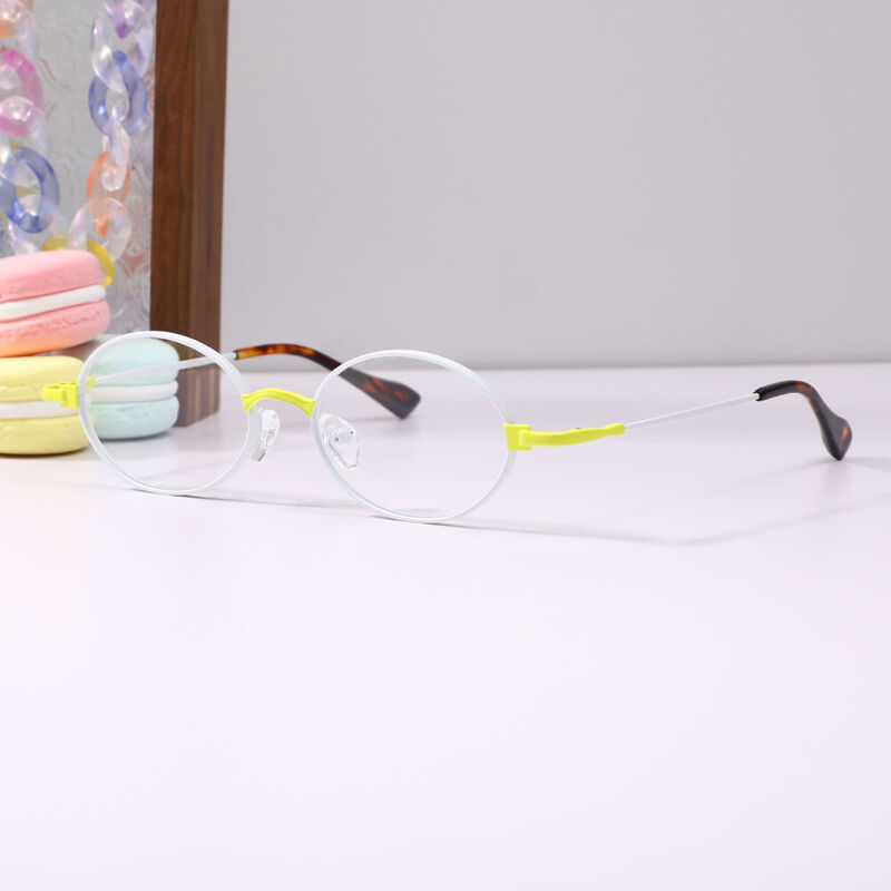 Clife Oval White Glasses