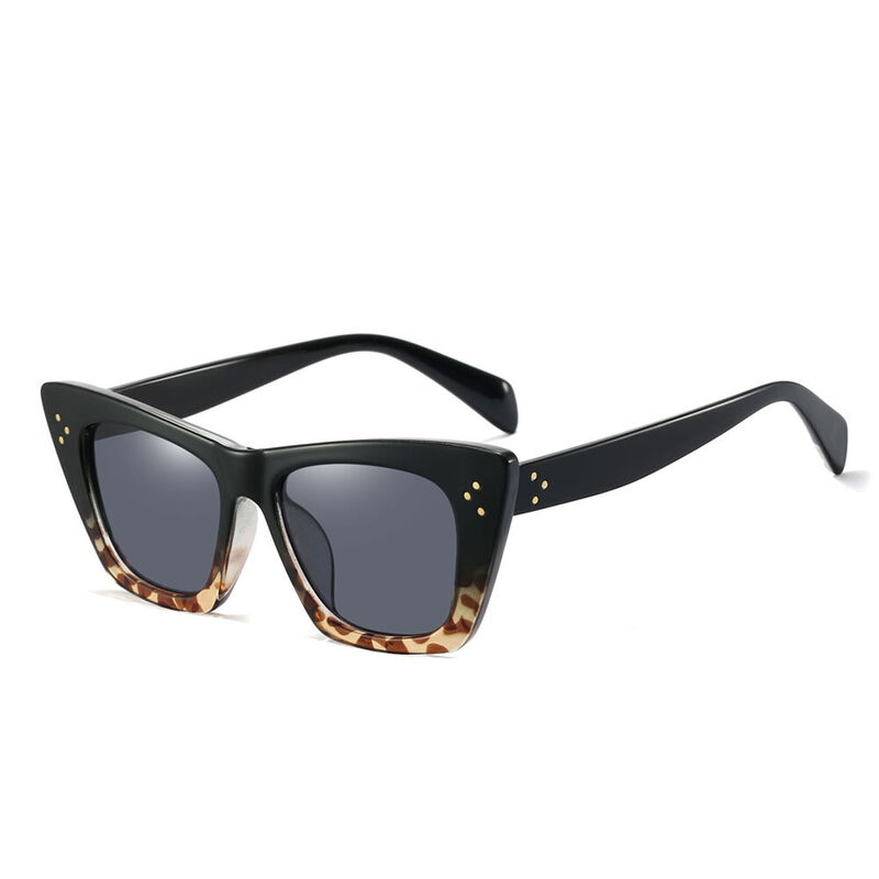 Bernadette Cat Eye Square Black Leopard Sunglasses