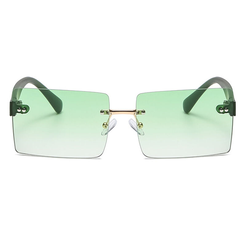 Elmira Rectangle Green Sunglasses