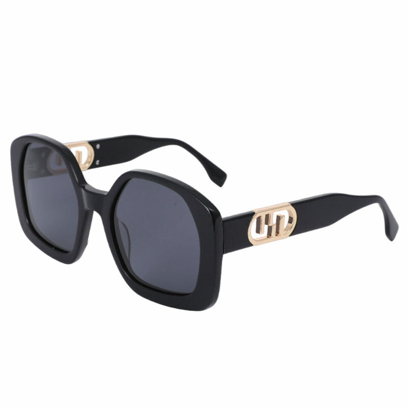 Renecia Geometric Black Sunglasses
