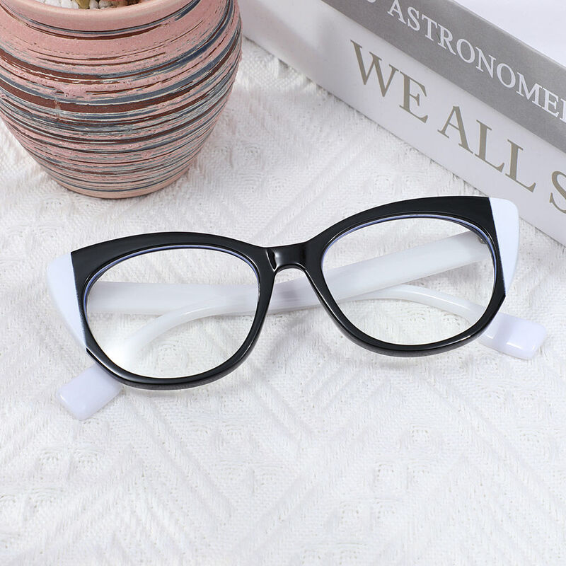 Ted Cat Eye Black White Glasses