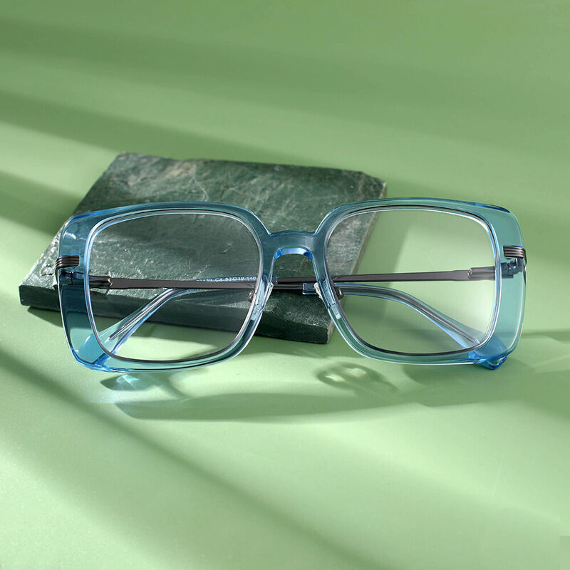 Mirror Geometric Blue Glasses