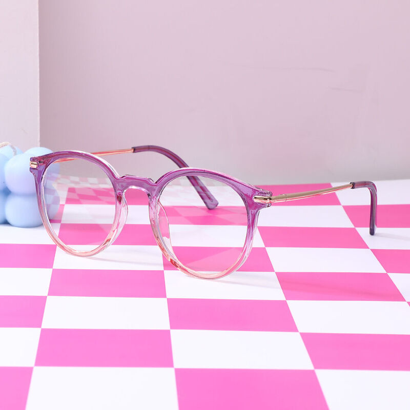 Aaro Round Purple Glasses