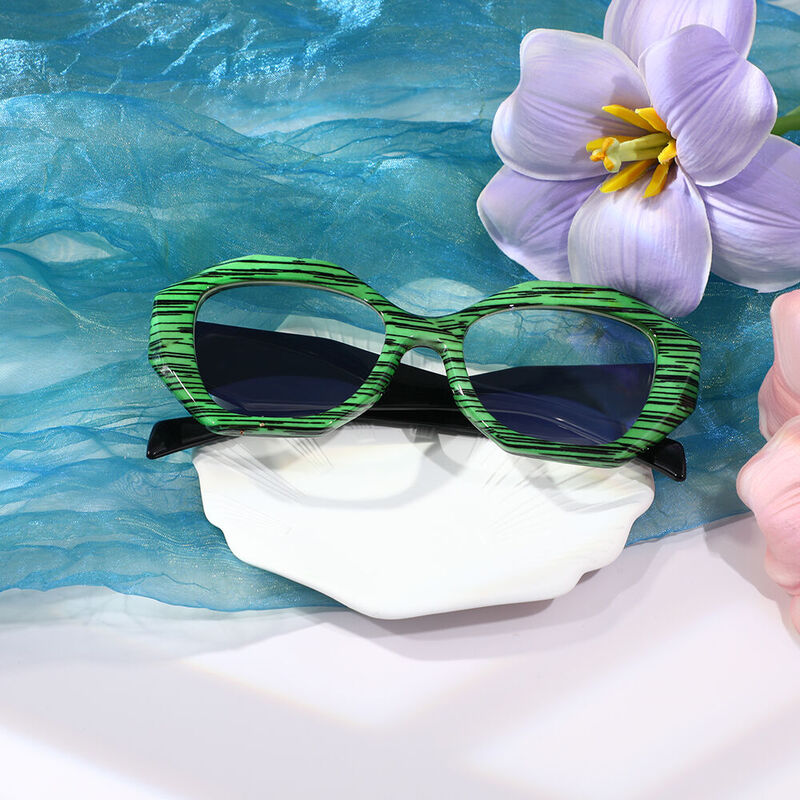 Sebasta Geometric Green Glasses
