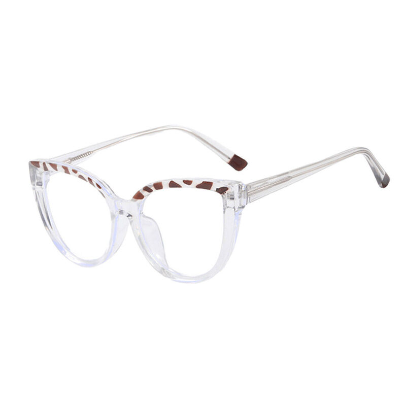 Wesley Cat Eye Leopard Clear Glasses