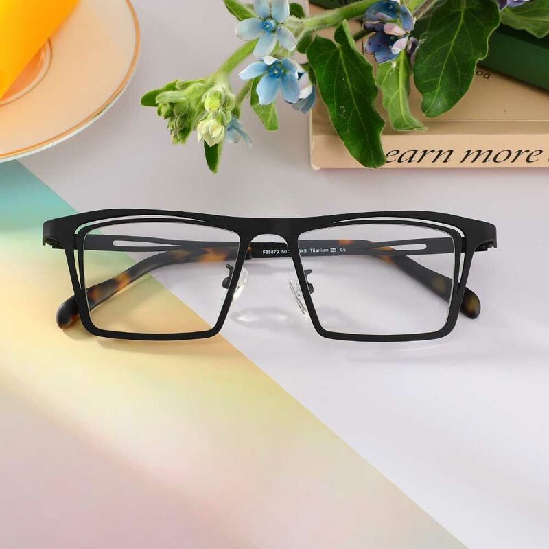 Marina Rectangle Black Glasses
