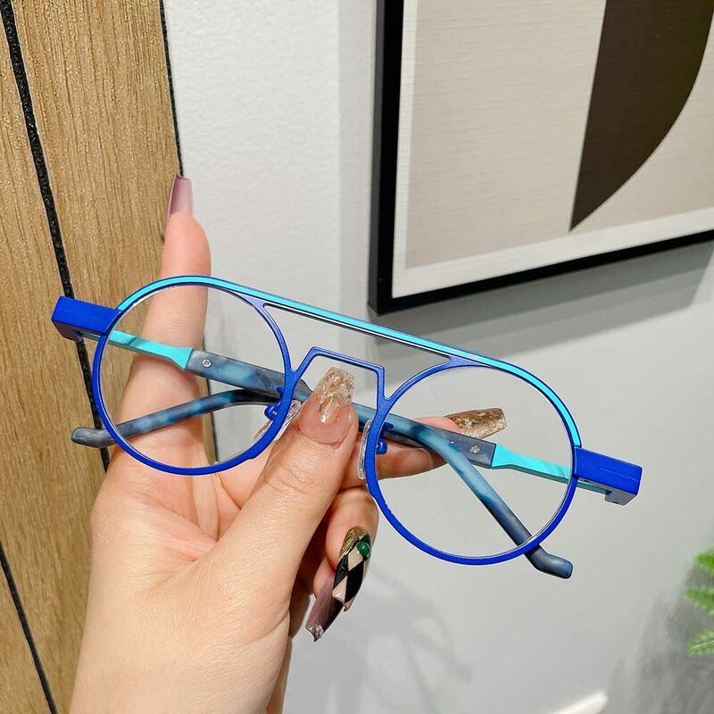 Harrima Aviator Blue Glasses