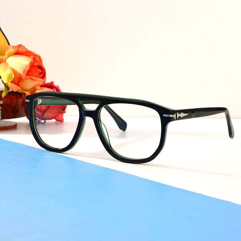 Dawn Aviator Green Glasses
