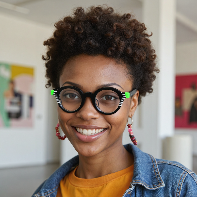 Paula Round Black Glasses