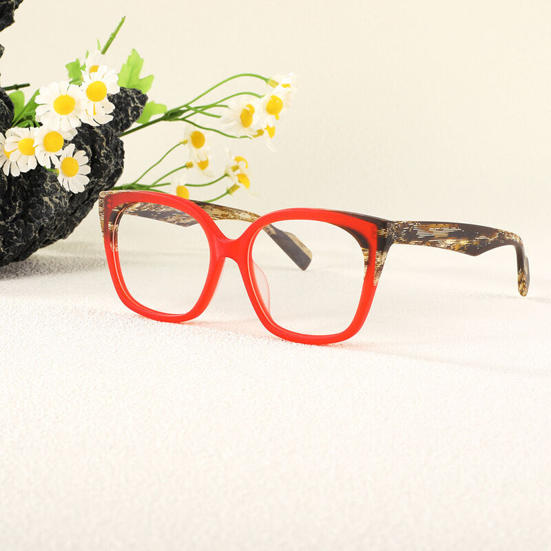 Angelo Square Red Glasses
