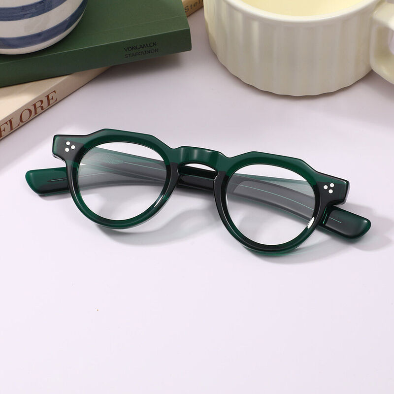 Cedrica Round Green Glasses