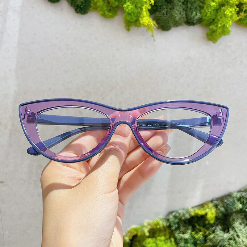 Trista Cat Eye Black Purple Glasses