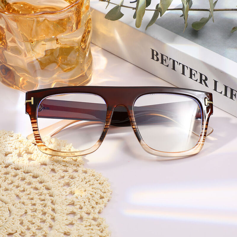 Vibrant Square Brown Glasses