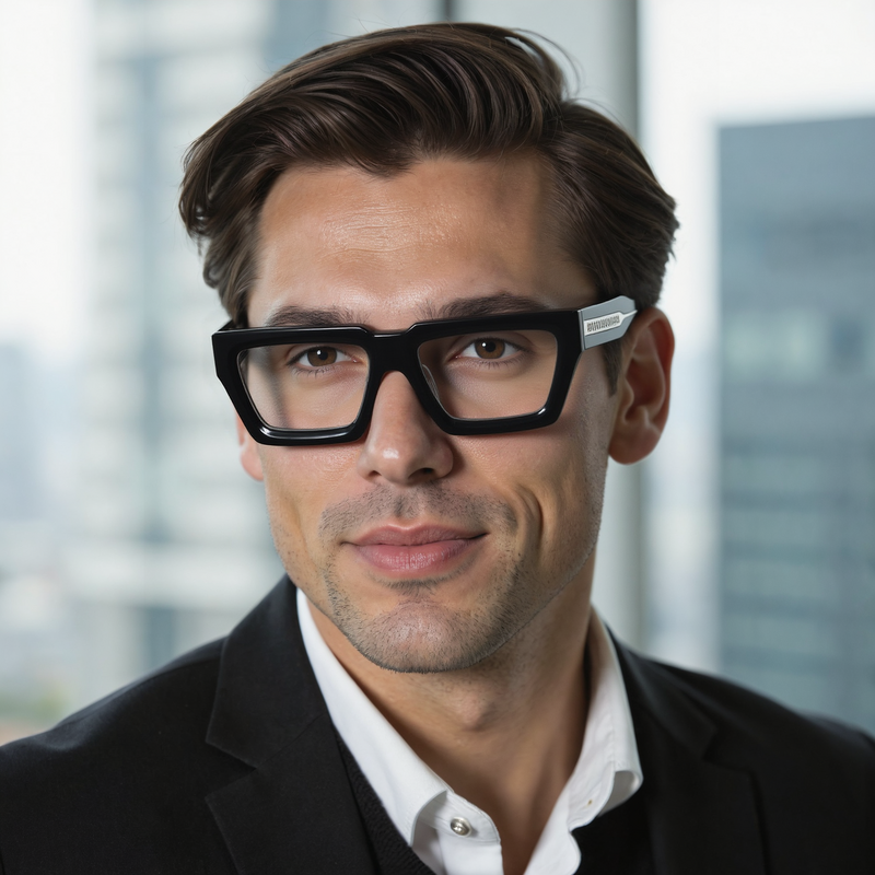 Evea Rectangle Black Glasses