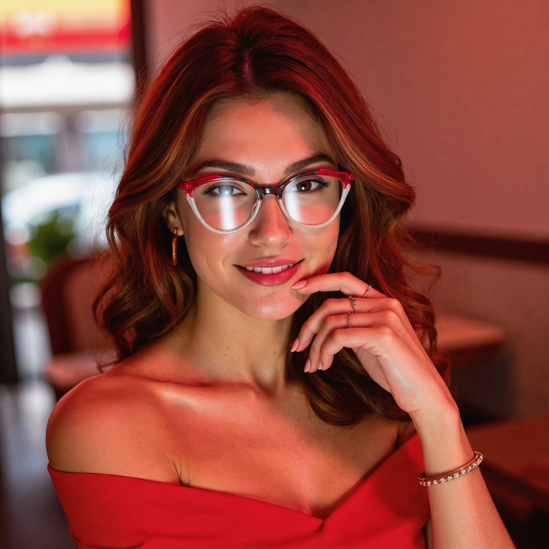 Ivan Cat Eye Red Glasses