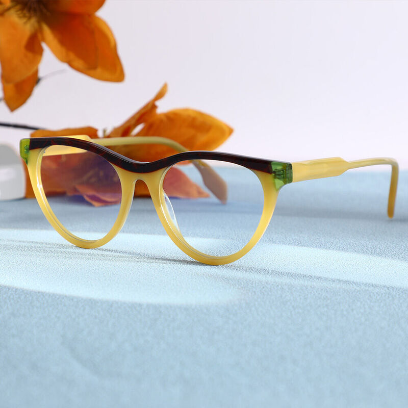 Attlee Cat Eye Yellow Glasses