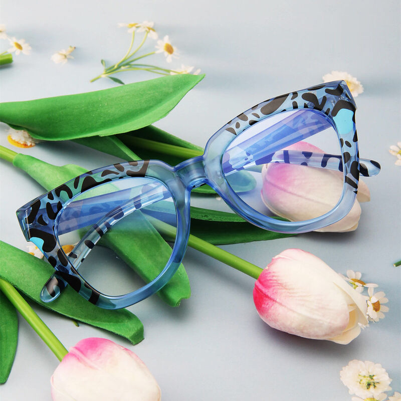 Lamb Cat Eye Blue Glasses