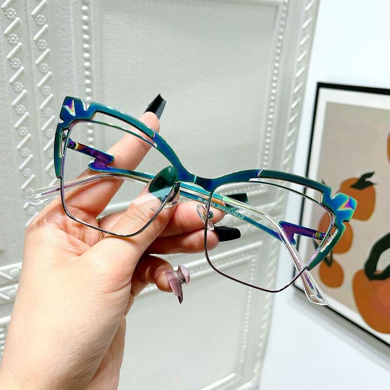 Peacock Cat Eye Green Glasses