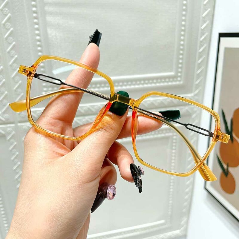 Sylvia Square Yellow Glasses