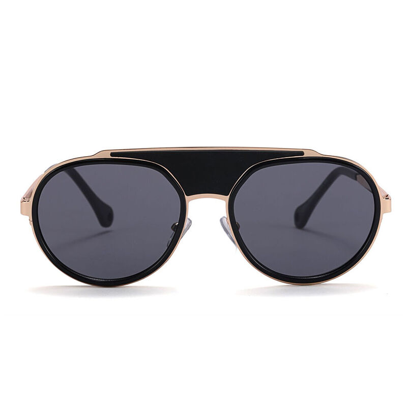 Connie Oval Black Rose Gold Sunglasses