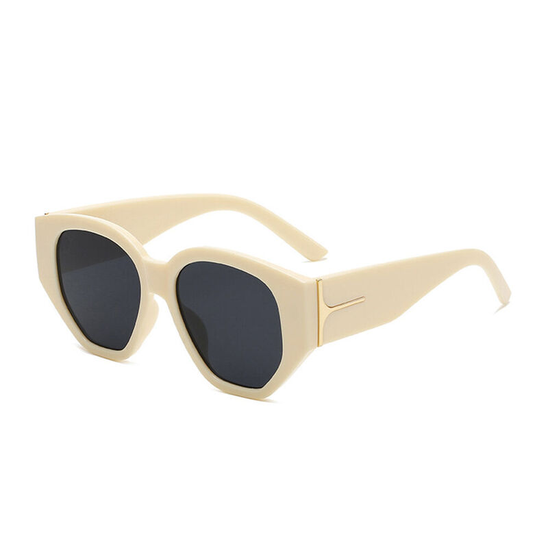 Winifred Geometric Beige Sunglasses