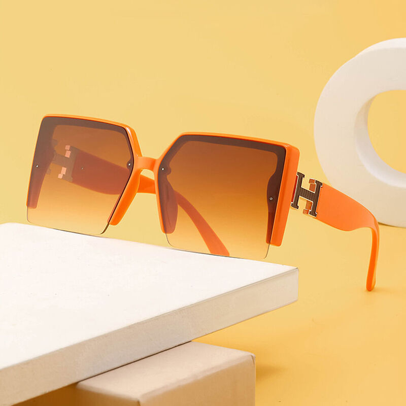 Helia Square Orange Sunglasses