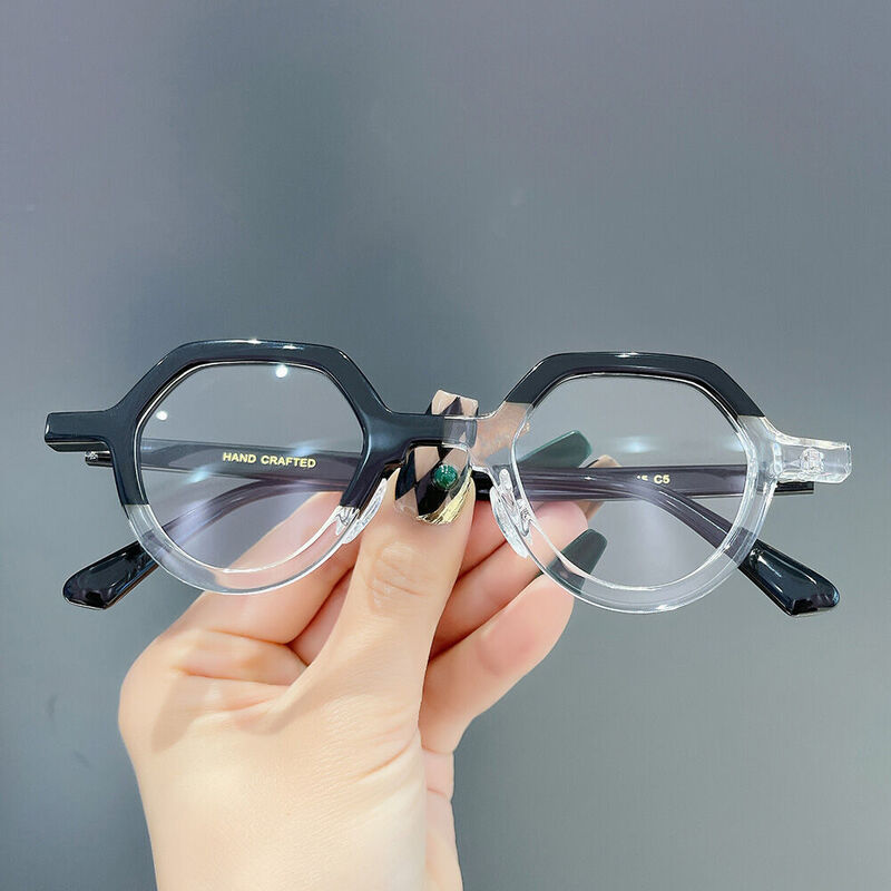 Cecilie Geometric Black Glasses